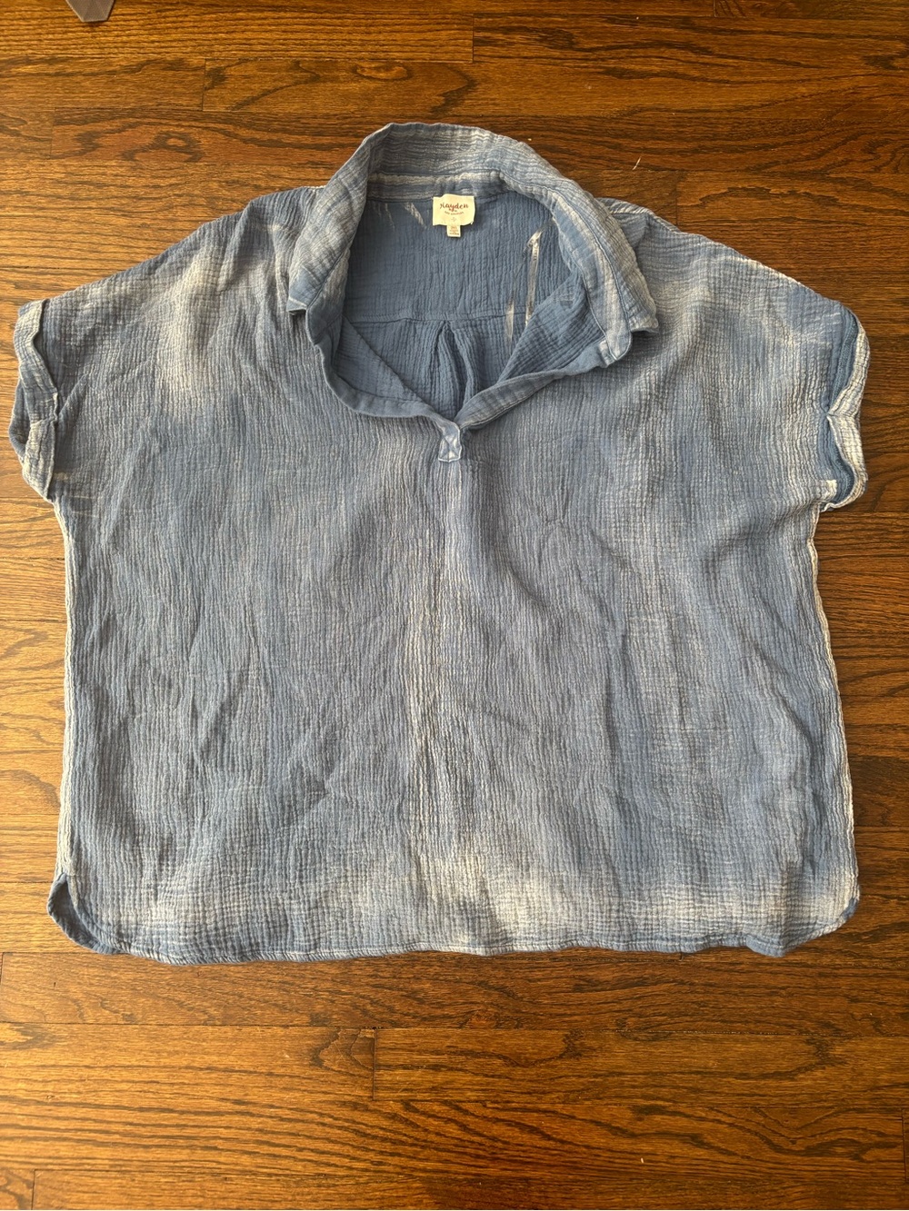 Hayden Los Angeles Oversized Blue Coastal Cotton Top Size 2X